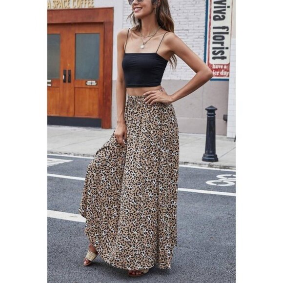 Women's Flowy Pleated Maxi Skirt High Waist Summer Beach Skirt 2XL - Picture 3 of 6